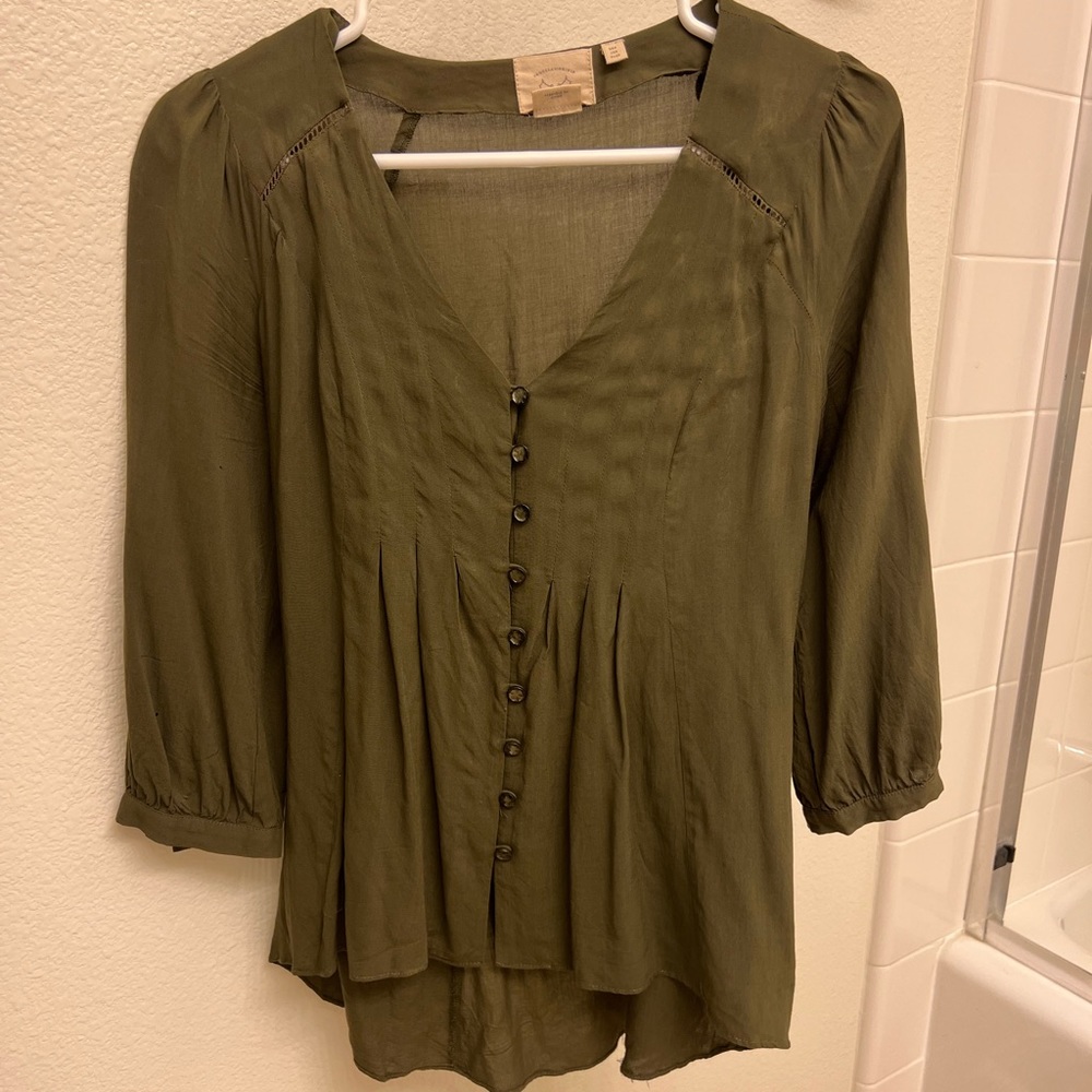 Anthropologie green top